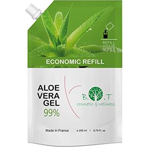 B.O.T cosmetic & wellness Aloe Vera Gel Puro Bio Lanzarote Aloe Vera Viso, Corpo e Capelli. Gel Idratante per Depilazione, Rasatura, Sole, Laser, Tatuaggio. Cicatrizzante e Detergente - 250 ml