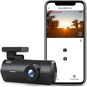 GKU Dash Cam Auto, 2.5K WiFi Dashcam Auto, Telecamera Auto, 170° Grandangolo, Controllo delle App, Super Visione Notturna, WDR, G-Sensor, 24H Monitor di Parcheggio, Registrazione in Loop, Max 256G