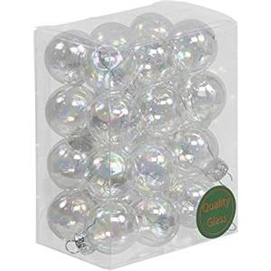 Othmar 24 palline di vetro trasparenti per albero di Natale, decorazioni natalizie trasparenti