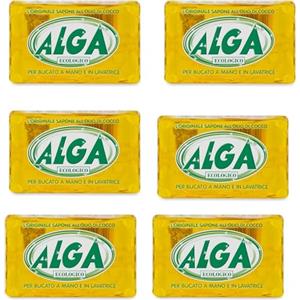 ALGA Fiocco Puro Sapone Detersivo 100% Ecologico e Biodegradabile per bucato a mano e in lavatrice - 6 pezzi da 400gr