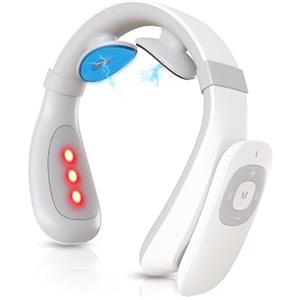 FORTHiQ Massaggiatore TENS per il Collo con Calore, Massaggiatore Elettrico per Alleviare il Dolore, 15 Livelli di Intensità, Massaggio Profondo, Portatile e Rilassante