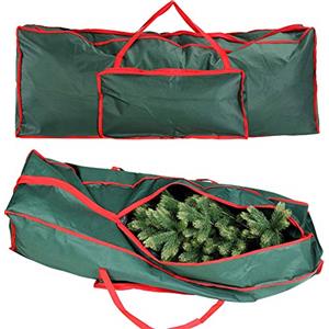 BAKAJI Custodia Per Albero di Natale Extra Large, Sacco Borsa Porta Albero fino a 270 cm, in Tessuto Antistrappo Rivestito in PVC con Tasca e Manici a Zip, Dimensione 125 x 30 x 50 cm (Verde)