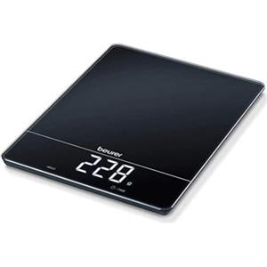 Beurer Bilancia da cucina KS 34, per una pesatura precisa fino a 15 kg, con funzione di pesatura Tara e display Magic LED, nera