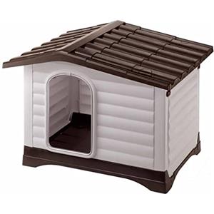 Ferplast DOGVILLA 90 Casetta per Cani, Lato Apribile, Fondo Sollevato Anti Umidità, Sistema Fuoriuscita Liquidi, Tetto Rimovibile, Porta Antimorso in Alluminio, Griglia Aerazione, 88 x 72 x h 65 cm