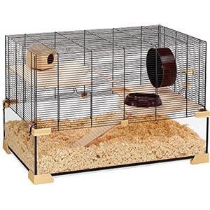 Ferplast Gabbia per Criceti e Topolini KARAT 80 Piccoli Roditori, Due Piani con Accessori, in Vetro e Metallo