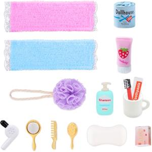 LUYANFX Mobili in Miniatura da Bagno, 1:12 Set di Mini Articoli da Toilette, Mini Accessori da Bagno, con Pettini, Dentifricio, Spazzolino, Asciugacapelli, per La Decorazione de Casa Delle Bambole (B)