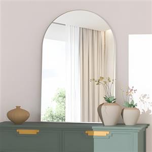 NEUWEABY Specchio da parete ad arco da parete per bagno, 60 x 90 cm specchio da bagno ad arco con cornice in metallo, specchio da bagno argento per camino, camera da letto, ingresso, soggiorno