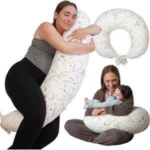 DancesCat Cuscino Gravidanza Sfoderabile,Cuscino Allattamento con Federa 100% Cotone,Babycare cuscino allattamento e Allattamento Neonato Multifunzionale,Cuscino per Gravidanza per Dormire