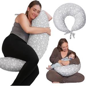 DancesCat 170CM Cuscino Gravidanza Sfoderabile, Cuscino Allattamento, Babycare Cuscino Gravidanza e Allattamento Neonato Multifunzionale, Cuscino per Gravidanza per Dormire