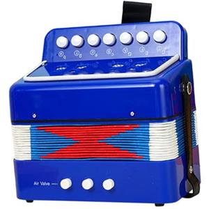 F Fityle Fisarmonica per bambini, strumento musicale giocattolo a 7 tasti, mini fisarmonica compatta per bambini, 7 tasti, regalo di compleanno per ragazzi e, Blu