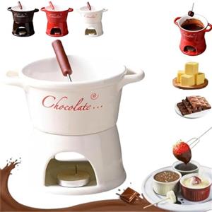 Generic Tazza per fonduta di cioccolato, 330 ml, tazza per fonduta dolce in ceramica con forchetta, set di pentole in ceramica per scaldare il burro, tazze personali per formaggio salsa, formaggio, caramelle