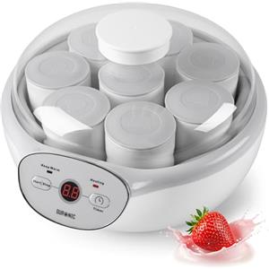 Duronic YM2 Yogurtiera elettrica automatica - 8 vasetti in ceramica da 125 ml - Macchina per yogurt con display digitale timer impostabile - Ideale per preparare yogurt fatti in casa