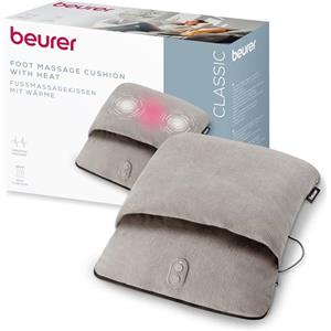 Beurer FM 28 Massaggiatore Piedi 2 in 1 con Calore e Vibrazione, 3 Programmi, Morbido Tessuto a Coste, Scaldapiedi Elettrico Compatto con Cavo USB-C, per Casa e Ufficio, Grigio