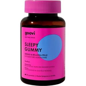 Goovi, Sleepy Gummy Integratore Alimentare in Formato Gummies a base di Melatonina, Passiflora, Melissa, Biotina, studiato per favorire l'addormentamento e il benessere della pelle, 60 gummies