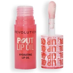 Revolution Beauty London Revolution, Pout Lip Oil - Olio Nutriente Labbra Teinté, Altissima Brillantezza e Finitura Non Appiccicosa, Vegano e Senza Crudeltà, Pesca Succosa, 4 ml