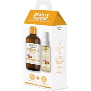 Equilibra, Beauty Routine Corpo Nutriente Elasticizzante,Contiene 1 Olio di Mandorle Puro 100% di Origine Naturale, da Spremitura a Freddo, 1 Acqua Corpo Profumata,Cofanetto Corpo per BodyCare Routine