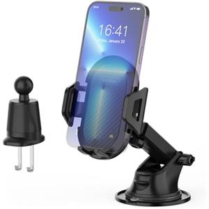 GRIFEMA Porta Cellulare Auto e Supporto Telefono Auto per Cruscotto, Parabrezza o Bocchetta Aria, con Ventosa e Clip, Rotazione 360°, Rilascio a Una Mano per Smartphone 4,7-7,2 Pollici