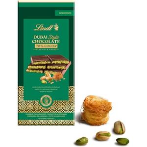 Lindt Tavoletta DUBAI STYLE CHOCOLATE, Tavoletta di Cioccolato Fondente, ripiena di Pistacchio e Kadayf, Formato 145g