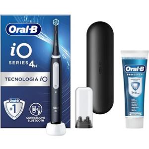 Oral-B Spazzolino Elettrico Ricaricabile iO 4 Nero, 1 Testina Di Ricambio, 1 Custodia Da Viaggio +Dentifricio Pro-Expert Sbiancante Sano 75ml. 1 Spazzolino