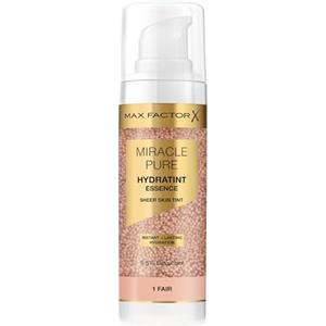Max Factor Miracle Pure Hydratint Essence Fondotinta, 1 Fair, Fino a 24 ore di idratazione, Formula al 71% a base di acqua, Copertura naturale, Formula vegana