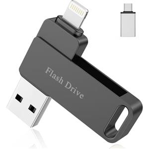 Vackiit MFi Certified Chiavetta USB 3.0 256 GB per iPhone, Lightning Pen Drive Penna Esterna USB C di Memoria Backup 3 in 1, per iPad, Android, Mac, PC