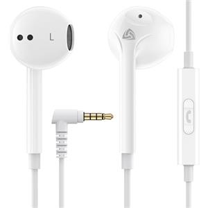 LUDOS ZENITH Auricolari In-Ear Cuffie, Cuffiette con Filo e Microfono, 2 Anni di Garanzia, Cuffie Isolamento Acustico, Cuffiette Cellulare, Jack 3,5 mm per iPhone, Apple, Samsung, Huawei - Bianco