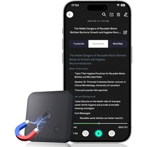 Dittybuy Registratore Vocale AI 64GB - Trascrizione e Riassumi Automatica con ChatGPT-4o, Supporta 102 Lingue, Controllo Tramite App, Registratore Audio Ideale per Chiamate, Riunioni e Colloqui
