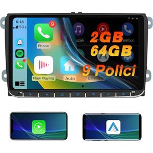 AWESAFE 9 Pollici Android 13 Autoradio [2G+64GB] con CarPlay/Android Auto per VW Golf 5 6 Plus Polo Passat Tiguan Seat, Car Radio GPS Bluetooth WIFI FM RDS EQ Comandi al Volante