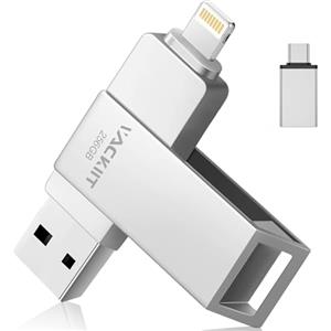 Vackiit Chiavetta USB 256 GB per iPhone Apple Certificato Capacità Reale, Chiavetta USB C per iPad Mac iOS OTG Android Mobile PC,USB 3.0 Photo Stick Esterna