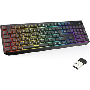 KLIM Chroma Tastiera FRENCH AZERTY per Gaming Wireless - Alte Performance - Colori da Videogioco e Retroilluminata - Tastiera da Gioco - Tastiera per Videogame PC PS4 Windows, Mac - Nuova Versione