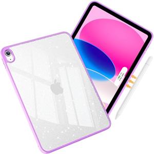 ProCase Custodia Trasparente per iPad 10° Generazione 10,9 Pollici 2022 Rilascio, Copertura Posteriore Trasparente Sottile Leggera per iPad 10 Gen 10.9" A2696 A2757 A2777 -Glitter Viola
