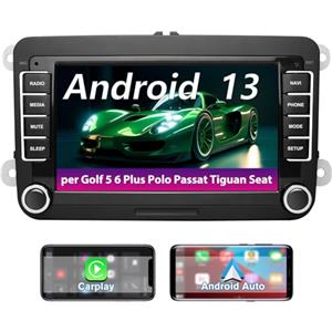 AWESAFE Autoradio Android 13 [2G+32GB] con CarPlay/Android Auto per VW Golf 5 6 Plus Polo Passat Tiguan Seat, Car Radio GPS Bluetooth WIFI FM RDS EQ Comandi al Volante
