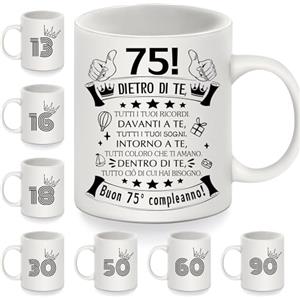 Bommex Dietro di te tutti i tuoi ricordi 75° compleanno Regalo Tazze per 75 anni donne uomini 75° compleanno Tazzine da Caffè per Mamma Papà Sorella nonna nonno zia zio marito amici regalo ispiratore(75-a)
