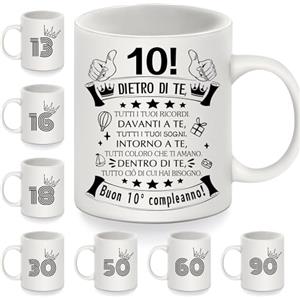 Bommex Dietro di te tutti i tuoi ricordi 10° compleanno Tazze regalo per 10 anni ragazze ragazzi 10° compleanno Tazzine da caffè per figlia figlio sorella nipote regalo d'ispirazione per il compleanno (10-a)