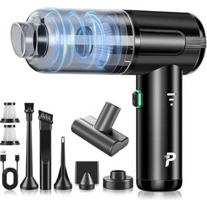 Pourbibi Aspirabriciole Senza Fili Potente, 25000Pa Aspirapolvere Auto Portatile con Motore Brushless Mini Aspirapolvere Potente per Auto Casa Ufficio Peli di Domestici