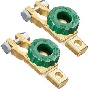 Spurtar Stacca Batteria 12 V o 24 V 2PZ Interruttore per Disconnessione Della, Morsetti Batteria Auto Isolatore Con Manopola Verde per Auto Barca Camion Veicoli Trattore, Manopola Verde