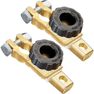 Spurtar Stacca Batteria 12 V o 24 V 2PZ Interruttore per Disconnessione Della, Morsetti Batteria Auto Isolatore Con Manopola Verde per Auto Barca Camion Veicoli Trattore, Manopola Nera