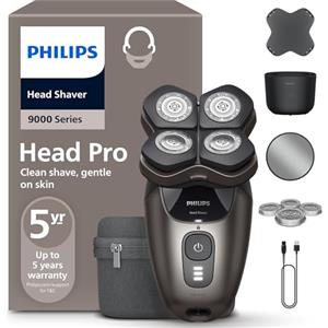 Philips Head Shaver Pro Serie 9000 - Rasoio per uomo e donna, testina flessibile a 360° e lame ComfortCut per una rasatura pulita e delicata sulla pelle, modello HS9980/15