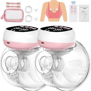 Uleway Tiralatte Elettrico Indossabile Portatile, 9 Livelli 3 Modalità Tira Latte Neonati Elettrico con Display LCD e Telecomando, Funzione Memoria, Senza BPA, Grande 140°-2 Pezzi
