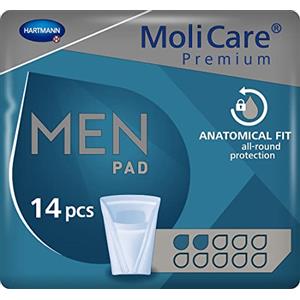 MoliCare Premium MEN PAD, assorbenti per incontinenza uomo, enuresi, vescica debole, forma a V, 2 gocce, 14 pezzi