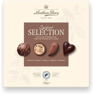 Anthon Berg - Cioccolatini Assortiti Significant Selection, Scatola Regalo da 178g, 16 Cioccolatini Ripieni Gourmet con Cacao Certificato Rainforest Alliance
