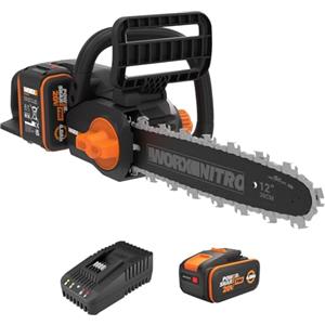 WORX Nitro WG350E motosega a batteria 20 V - potente sega per legno - 10 m/s - lunghezza di taglio 30 cm - compatta e sicura - lubrificazione automatica