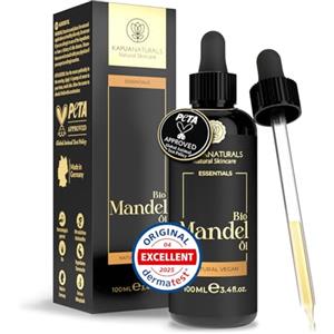Kapua Naturals Olio di mandorle dolci BIO - 100ml - Spremuto a freddo & naturale ✓ 100% senza additivi ✓ Olio per bebé ✓ Spremuto da mandorle spagnole ✓ Imbottigliato in Germania ✓ Vegan ✓ 100% puro