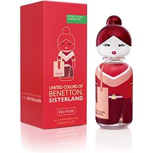 United Colors of Benetton, Sisterland Red Rose, Eau de Toilette Spray Donna, Fragranza Floreale Fruttata con Pompelmo, Pesca, Iris, Rosa, Vetiver e Pralina - 80 ml
