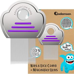 Adamson Pettine per Pidocchi e Lendini Bambini - Pettinino Acciaio - Elimina Lendini - Resistente e Facile da Pulire