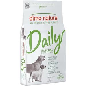 Almo Nature Daily - Crocchette per Cani Adulti All Breeds - Gusto Agnello, Pollo e Riso - Cibo Secco Completo e Bilanciato - Sacco da 12 kg