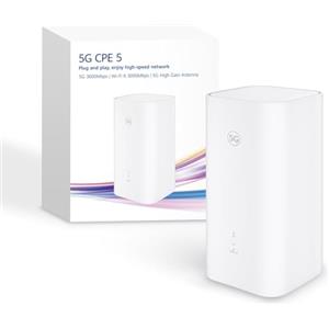 Brovi 5G CPE 5, H155, SIM router 5G, Wi-Fi 6 AX3000, DL 3600 Mbps/UL 500 Mbps, antenna ad alto guadagno da 9 dBi, connettore LAN/WAN, diagnostica Wi-Fi visualizzata, Mesh a banda larga domestica+