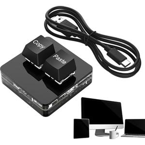 Generico Copia e incolla tastiera a 2 tasti - Mini tastiera USB copia e incolla | Tastiere universali per PC da gioco meccaniche, retroilluminata RGB per copia e per casa e viaggio