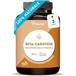 VITAVEA BIEN-ETRE Betacarotene Integratore Pelle - Abbronzatura Dorata Uniforme e Vitamina A - Attivatore Abbronzante - Betacarotene Origine Naturale - Per Tutti i Tipi di Pelle - 180 Capsule Senza Additivi - Vitavea