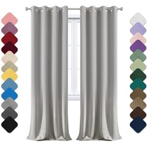 Yoosing Tende Camera da Letto, Tenda Oscurante Finestra 1 Pannelli con Anelli, 100x220cm (LXA) Tenda Termica Isolante, Tenda Camera da Letto, Tende Coprenti, Tende Fonoassorbenti Grigio